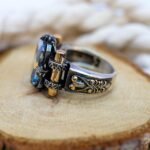 Mystic Topaz Ring: Emerald-Cut Sterling Silver Gothic Statement - Image 6