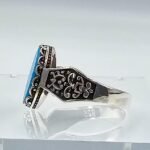 Blue Turquoise Sterling Silver Ring - Handmade Statement Pinky Ring - Image 8