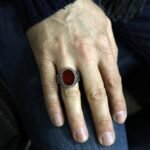 Handmade Sterling Silver Red Agate Ring: Vintage Art Deco Style - Image 8