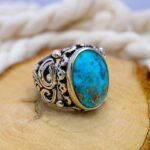 Handmade Turquoise Ring for Men: Sterling Silver Boho Statement Jewelry - Image 2