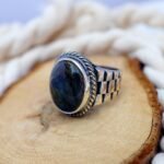 Handmade Labradorite Sterling Silver Ring: Men's Boho Viking Jewelry - Image 2