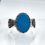 Blue Turquoise Sterling Silver Ring - Handmade Statement Pinky Ring - Image 3