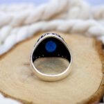 Blue Sapphire Ring for Men: Black Zircon Sterling Silver Statement - Image 10