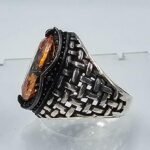 Yellow Citrine Sterling Silver Ring for Men: Handmade Boho Gemstone - Image 9