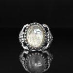 Handmade Sterling Silver Men's Ring: Gold Rutile Quartz Gemstone - Image 3