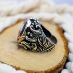 Color Changing Sultanite Ring: Embossed Sterling Silver Zultanite Statement Ring - Image 6