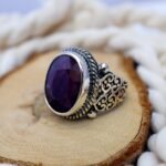 Bold Sterling Silver Mens Ruby Ring – Vintage July Birthstone - Image 2