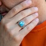 Minimalist Turquoise Ring for Men: Sterling Silver Boho Band - Image 9