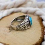 Minimalist Turquoise Ring for Men: Sterling Silver Boho Band - Image 6