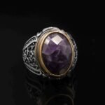 Faceted Amethyst Ring for Men: Sterling Silver, Handmade February Birthstone