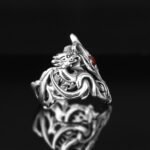 Sterling Silver Dragon Ring with Red Agate - Fantasy Jewelry - Image 5