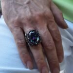 Rainbow Mystic Topaz Ring: Mid-Century 925 Sterling Silver, Bronze Accents - Image 6