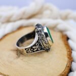 Handmade Sterling Silver Emerald Ring for Men: May Birthstone - Image 4