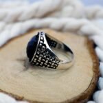 Blue Sapphire Ring for Men: Black Zircon Sterling Silver Statement - Image 5