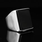 Black Onyx Signet Ring: Chunky Sterling Silver Bohemian Ring