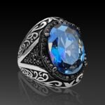 Mystic Topaz Sterling Silver Men's Ring: Bold Statement Jewelry