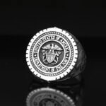Sterling Silver US Navy Ring: Military Signet, Eagle Shield - Image 2