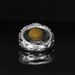 Handmade Sterling Silver Men's Ring: Genuine Yellow Amber Stone - Image 9