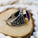 Faceted Amethyst Ring for Men: Sterling Silver, Handmade February Birthstone - Image 6
