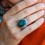 Bold Emerald Sterling Silver Ring for Men – Vintage Green Statement - Image 8