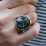 Handmade Labradorite Sterling Silver Ring - Boho Mens Statement Jewelry - Image 7