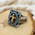 Sterling Silver Fleur De Lis Ring: Onyx Gemstone, Handmade French Jewelry - Image 2