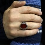 Handmade Sterling Silver Red Agate Ring: Vintage Art Deco Style - Image 7