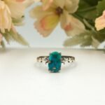 Natural Turquoise Star Pattern Solid Sterling Silver Ring 925 - Image 2