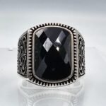 Mens Handmade Ring, Radiant Gemstone Ring, Black Onyx Men Silver Ring, 925 Sterling Silver Men Ring, Anniversary Gifts - Image 3