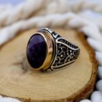 Faceted Amethyst Ring for Men: Sterling Silver, Handmade February Birthstone - Image 3