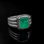 Green Paraiba Ring emerald cut sterling silver neon gemstone jewelry