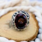 Color Changing Sultanite Ring: Embossed Sterling Silver Zultanite Statement Ring - Image 3