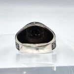 Handmade Sterling Silver Mens Ring: Black Onyx Princess Cut Stone - Image 10