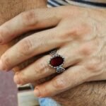 Handmade Sterling Silver Red Stone Ring - Statement Pinky Ring for Men - Image 2