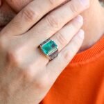 Radiant Paraiba Tourmaline Ring – Emerald Cut Sterling Silver Statement - Image 9