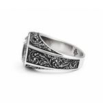 925 silver men's statement ring with red ruby gemstone