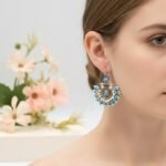 Turquoise Pearl Statement Earrings, Ethnic Silver Boho Jewelry - Image 3