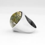 Natural Serpentine Stone Ring, Sterling Silver Statement Women Jewelry - Image 8