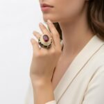 Ruby Emerald Ottoman Ring, Gold Gilded Sterling Silver Statement Jewelry - Image 5