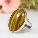 Tiger's Eye Statement Ring, Brown Stone Ring - Image 5