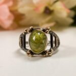 Green Peridot Ring in 925 Sterling Silver, Rose Gold and Blackened Statement Jewelry - Image 3