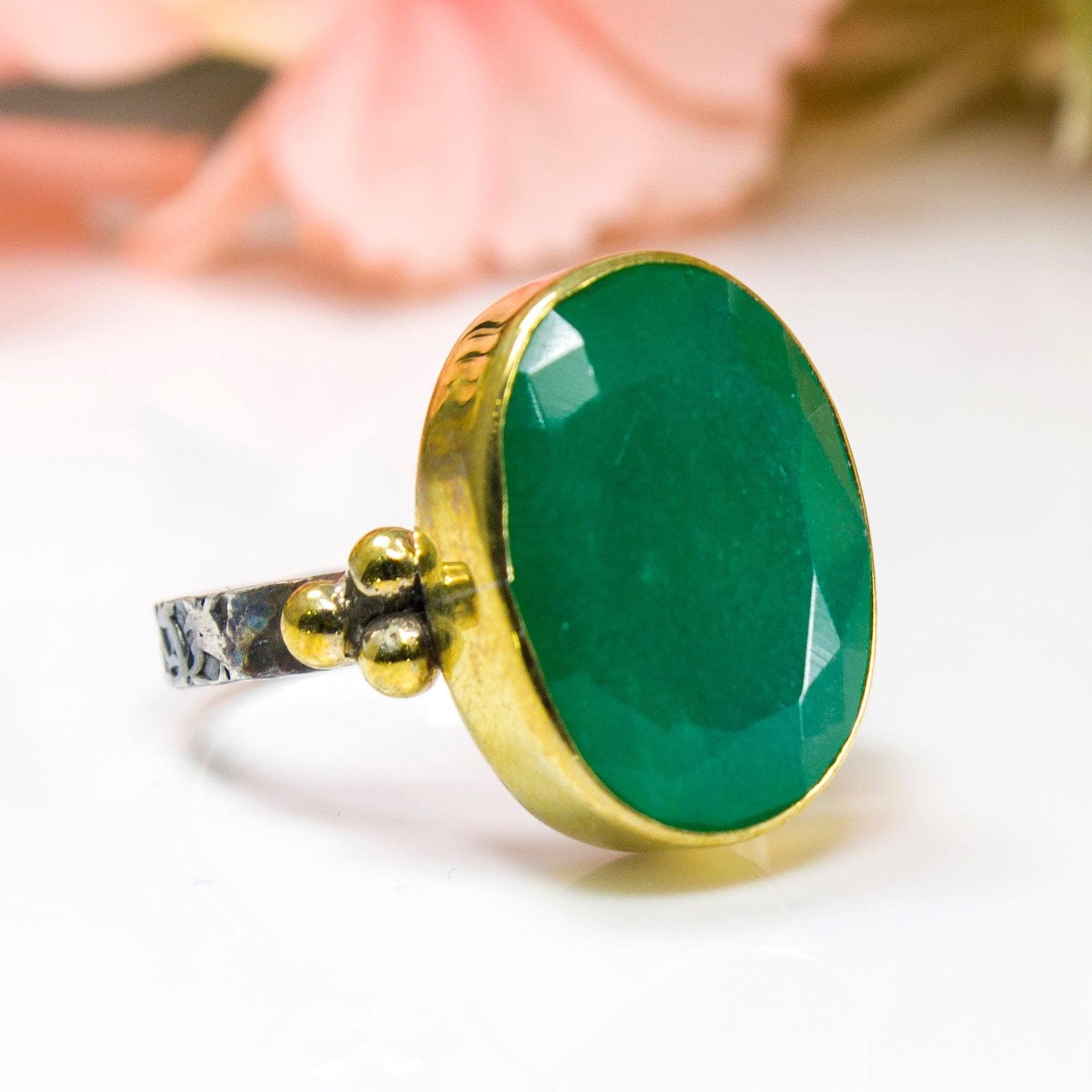 silver-jade-ring-green-gemstone.jpg Silver jade ring with oval green gemstone