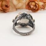 Moonstone Ring Black Rhodium Gold Plated, Handmade Artisan Statement Ring, Unique Luxury Jewelry Gift for Her - Image 8