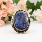 One of a Kind Raw Blue Sapphire – Handmade Silver Gold Statement - Image 3