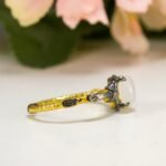 Gold Plated Moonstone Ring: Adjustable Sterling Silver Band - Image 9