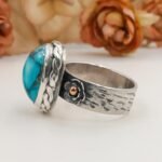Natural Turquoise Ring Handmade, Sterling Silver Artisan Designer Ring, Unique Statement Jewelry Gift for Her - Image 9
