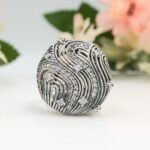 Galaxy Inspired Adjustable Ring, Celestial Zircon Statement Ring, Oxidized Silver Cosmic Star Ring, Unique Artisan Jewelry - Image 7