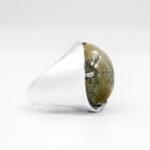 Natural Serpentine Stone Ring, Sterling Silver Statement Women Jewelry - Image 9