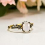 Gold Plated Moonstone Ring: Adjustable Sterling Silver Band - Image 3
