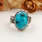 Natural Turquoise Ring Handmade, Sterling Silver Artisan Designer Ring, Unique Statement Jewelry Gift for Her - Image 3